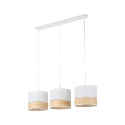 Image of Paglia Bar Pendant Ceiling Light White, Rattan 3xE27