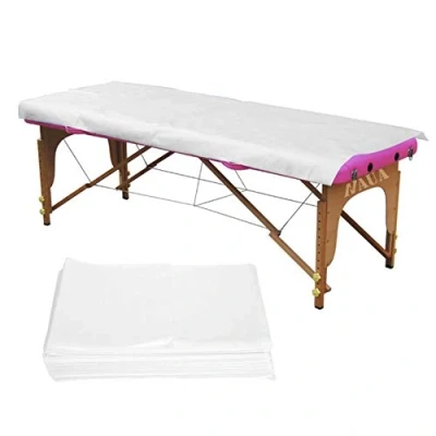 Image of 10pcs Massage Couch Cover for Salon Non woven Disposable Bed Sheet Waterproof Spa Mattress Protector (White)