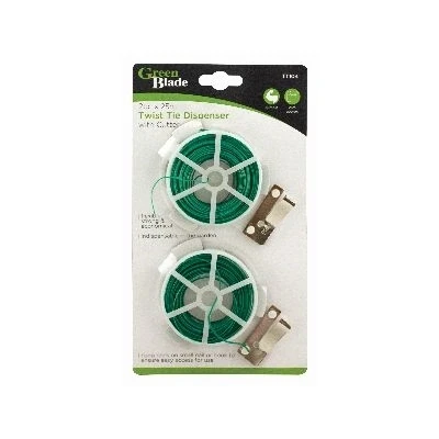 Image of 2pc Green Twist Tie Dispenser &amp; Cutter Set 25m By Blade