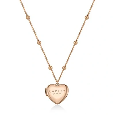 Image of RADLEY Fall in Love Ladies 18ct Rose Gold Plated Heart shaped Locket Necklace RYJ2158S CARD, One Size