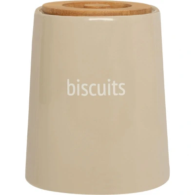 Image of Interiors By Premier Chic Design Beige Ceramic Biscuit Canister, Functional Durable Canister For Ingredients
