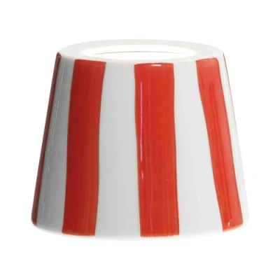 Image of Zafferano, Poldina Cover, Hand Decorated Ceramic Cover for Table Lamp, Compatible with Lamps, Made in Italy, Ø13 x 10 cm, Colour White Red Stripes