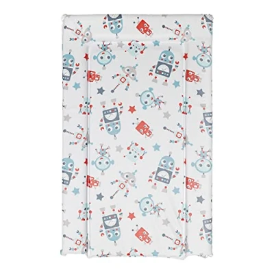Image of Baby Changing Mat, Aqua Robots Deluxe Waterproof with Raised Padded Edges, Uniquely Designed, Easy Wipe Clean a Perfect, Practical Addition to Your Nursery 75cm x 47.5cm 5cm