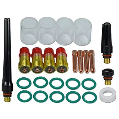 Image of RIVERWELD TIG Stubby Gas Lens Kits Cup 10 Kit DB SR WP 17 18 26 Welding Torch 26pcs