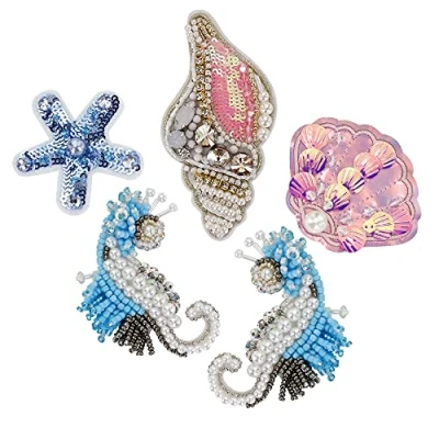 Image of Handmade Beads Sequins Shell Seahorse Patch Applique sew on Beading Clothes Shoes Bags Decoration DIY