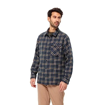 Image of Jack Wolfskin Men&#039;s Morning Air Shirt M, Night Blue Checks, XL