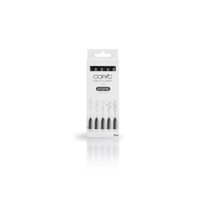 Image of Copic Multiliner, Black, Pack Of 5, Fine/Medium, For Art &amp; Crafts, Colouring, Graphics, Highlighter, Design, Anime, Professional Beginners, Supplies Colouring Books