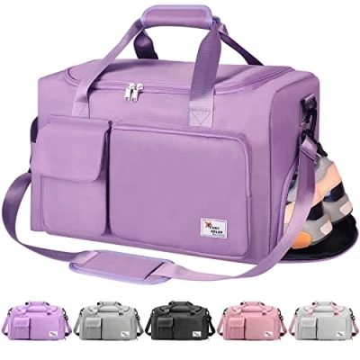 Image of Travel Bag Sport Duffel Bag,Gym Tote Bag, Large Capacity Portable Foldable Lightweight Waterproof Overnight Carry Luggage for Weekender Sports, Gym, Vacation Men Women (Purple)