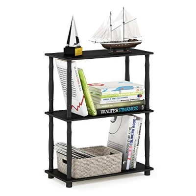 Image of Furinno Turn N Tube 3 Tier Compact Multipurpose Shelf Display Rack with Classic Tube, Americano/Black