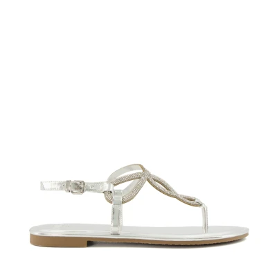 Image of Dune London Womens Ladies Logic Twist Toe Post Sandals Silver Leather (archived) Size UK 4
