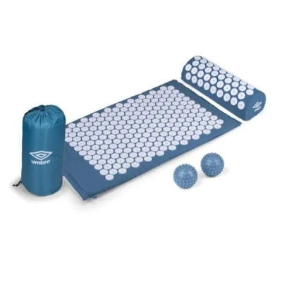 Image of Umbro Acupressure Mat with Pillow Back Pain Relief Products Acupuncture Massage Nail Bed for 42x71 cm Blue