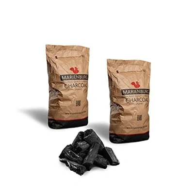 Image of Marienburg Organic Lumpwood Charcoal BBQ Sustainable, Smokeless, Odorless, Ready in 15 Minutes!, 95% 5 20cm Pieces 30L Bag Effortless Ignition Restaurant Grade Quality! (2 x 30L)