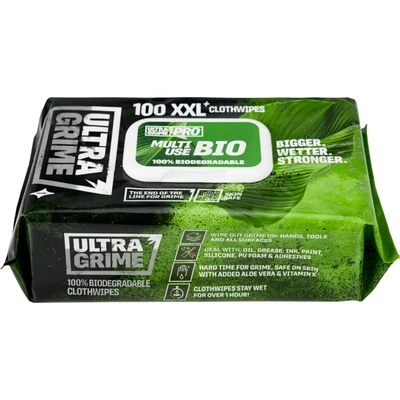 Image of UltraGrime PRO Bio Clothwipes, White, 100 Count