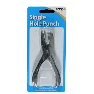 Image of Solid Metal Single Hole Punch Perforator Silver Pliers One 6mm Card/Paper