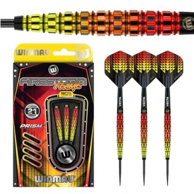 Image of WINMAU Firestorm Flame 21 Gram Professional Tungsten Darts Set with Flights and Stems (Shafts)