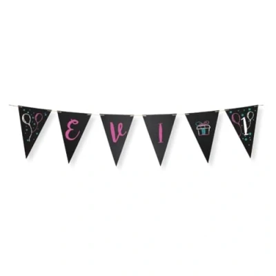 Image of SECURIT Chalkboard Flags Including Chalkmarker and 4m Rope Set of 14, Black, 40 x 21 0.2 cm
