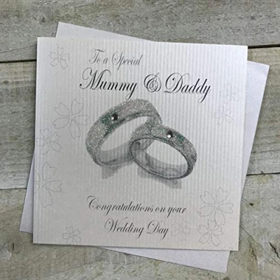 Image of White Cotton Cards Wedding Day Handmade Card to a Special Mummy and Daddy, PD165