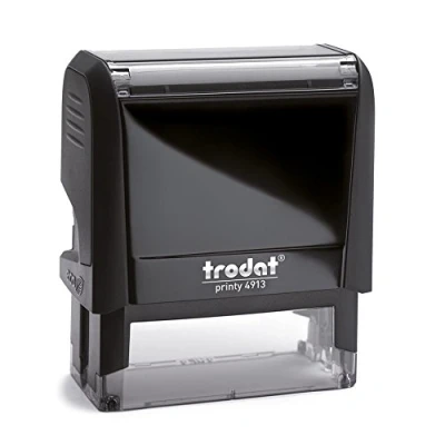 Image of Trodat Printy 4913 Professional Self Inking Stamp with 5 Customizable Lines Text Plate 58 x 22 mm Included (Black)