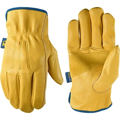 Image of Wells Lamont Men’s Slip On HydraHyde Full Leather Work Gloves Water Resistant Medium (1168M), Saddletan