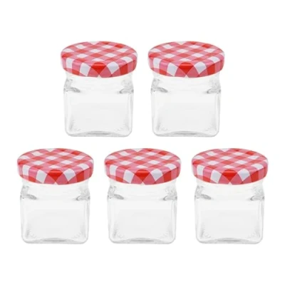 Image of 5 Pcs Clear Glass Jar Set Mini Containers Storage Jam Jars with Screw Top Lids