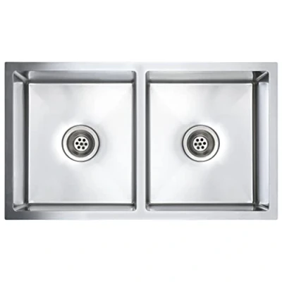 Image of vidaXL Handmade Kitchen Sink Modern Stainless Steel Design with unique X flume for Quick Flow, Sound Reduction Pads, Anti Condensation Paint