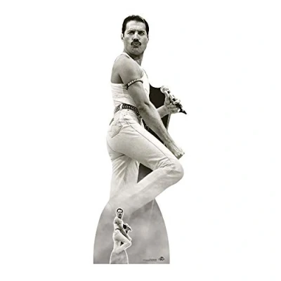 Image of Star Cutouts Ltd CS850 Lifesize Cardboard Figure of Freddie Mercury 1985 Live Aid with Free Desktop Standup Standee Perfect for Fans, Parties, Collectors and Events, Solid, Multicolour