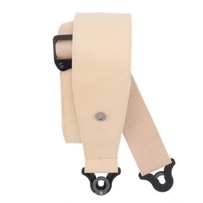 Image of D&#039;Addario Accessories Leather Auto Lock Guitar Strap Acoustic &amp; Electric Easy to Use Locking Straps Uses Existing Buttons 3&quot; Width Tan