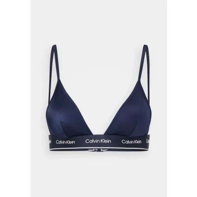 Image of Calvin Klein Swimwear Triangle Bikini top, Women&#039;s, Size: Small, Dark sapphire