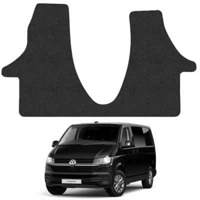 Image of Carpet Floor Mats for the VW Transporter T6.1 (2019+) [Only suitable (2019 on) models] Custom Van Accessory Tailored fit, Granulated Anti Slip Layer &amp; Black Binding