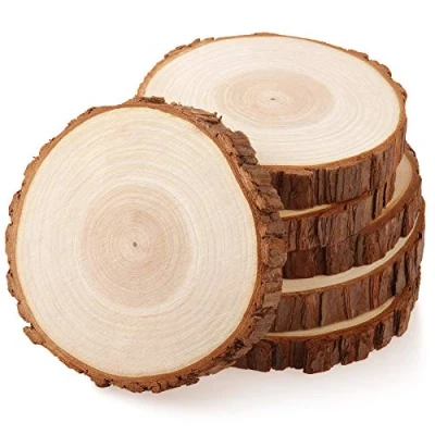 Image of Fuyit Wood Slices 6 Pcs 15 16cm NO Hole Natural Unfinished Log Wooden Circles for Art Creation DIY Crafts Wedding Decorations Christmas Ornaments