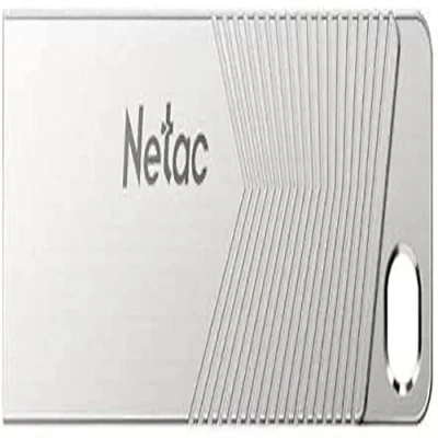 Image of Netac 32GB USB 3.2 Memory Pen, UM1, Zinc Alloy Casing, Key Ring, Pearl Nickel Colour