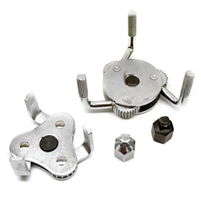 Image of AB Tools US Pro 2 + 3 Legged Leg Adjustable Oil Filter Wrench Remover Installer 3/8&quot; 1/2&quot; Drive