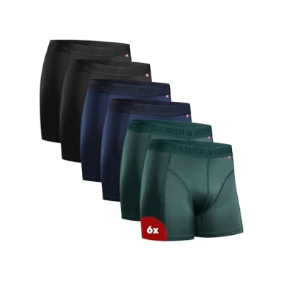 Image of DANISH ENDURANCE Sports Boxers for Men, Dry Fit, Anti Chafing Mens Boxer Shorts Multipack, with Regular or Long Leg, 6 Pack, Multicolor (2x Black, 2x Blue, Green) XXXL