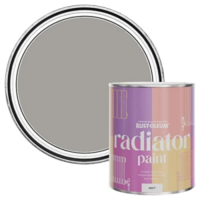 Image of Rust Oleum Grey Heat Resistant Radiator Paint in Matt Finish Tyne Fog 750ml (SHDRCT1201)