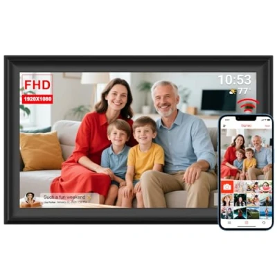 Image of FRAMEO 15.6 inch WiFi Digital Picture Frame 1920x1080 FHD Large 32GB Smart Photo IPS Touch Screen Auto Rotate Wall Mountable Share Photos/Videos Instantly via APP