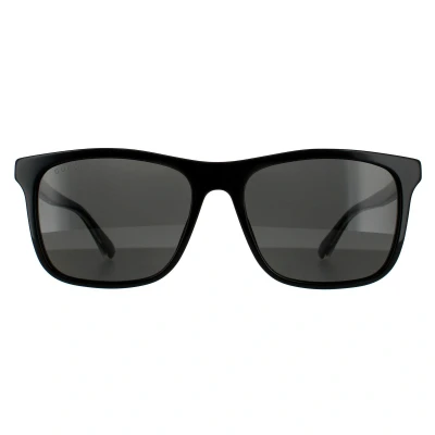 Image of Gucci Man GG0381SN 007 Sunglasses Acetate Black Grey Squared Polarized