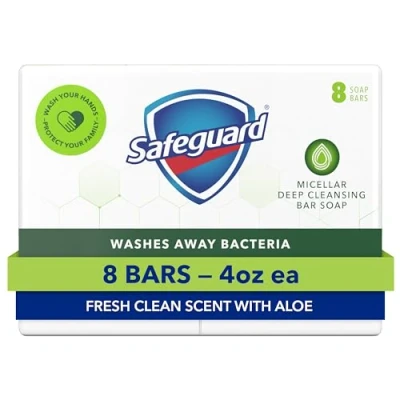 Image of Safeguard Antibacterial Soap, White With Aloe, 4 Oz Bars 8 Count