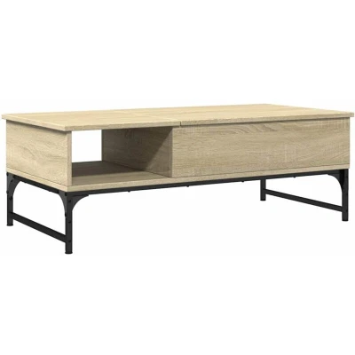 Image of vidaXL Coffee Table Sonoma Oak 100x50x35 cm Engineered Wood and Metal