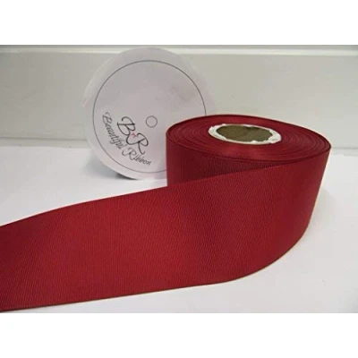 Image of Beautiful Ribbon 2 metres of 50mm Grosgrain Ribbed Ruby Dark Red Double Sided 50 mm 5cm 2&quot; Inch