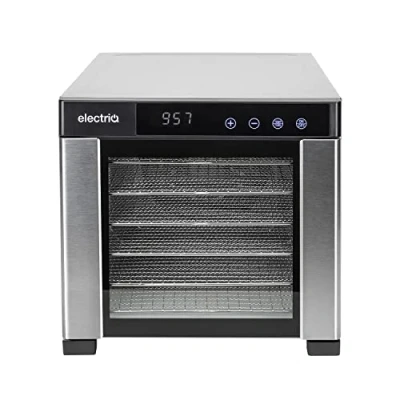 Image of electriQ Stainless Steel Digital Food Dehydrator and Dryer with 6 Shelves, 48 Hour Timer, 35 75C Temperature Setting, 650W, BPA Free for Fruit/Veg/Meat/Herbs/Seeds