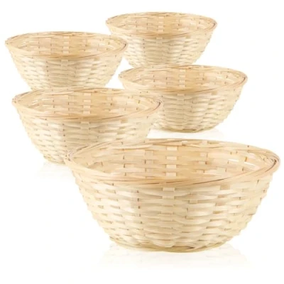 Image of com four® 5x raffia basket in natural color for decoration Easter nest eggs, rolls, snacks and keys (05 pieces light brown)