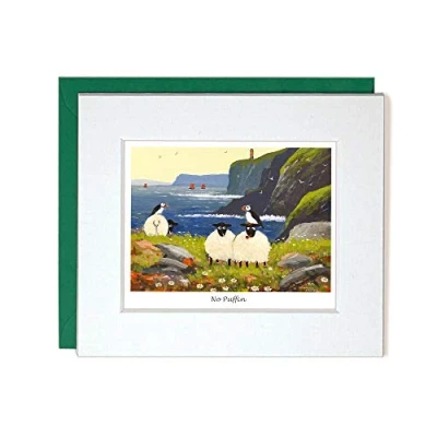 Image of &quot;No Puffin&quot; Mounted Greeting Card by Thomas Joseph No Smoking Sheep