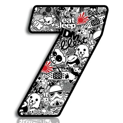 Image of Biomar Labs® 1 x Vinyl Sticker Bomb Wrap Auto Moto Motocross Motosport Start Racing Number 7 Rally Race Car Bike Motorcycle Tuning N 347