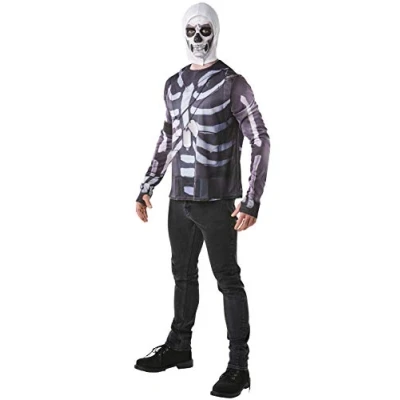 Image of Rubie&#039;s 300196L Official Fortnite Skull Trooper Costume Kit, Gaming Skin, Unisex Tween, Size Large, Chest 42 44 Inch