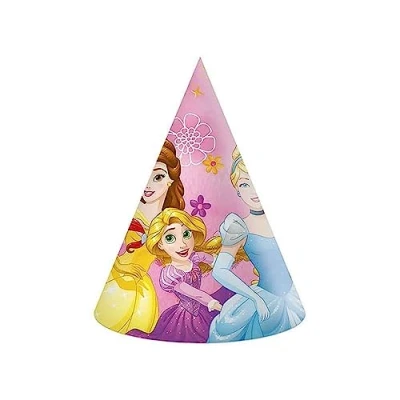 Image of Procos 35090 Disney Princess Live Your Story FSC Paper Party Cone Caps, 6 Pieces, multi coloured, Taglia unica
