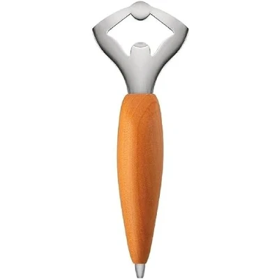 Image of Alessi Ercolino AB07 Design Bottle Opener in 18/10 Stainless Steel and Birch Wood