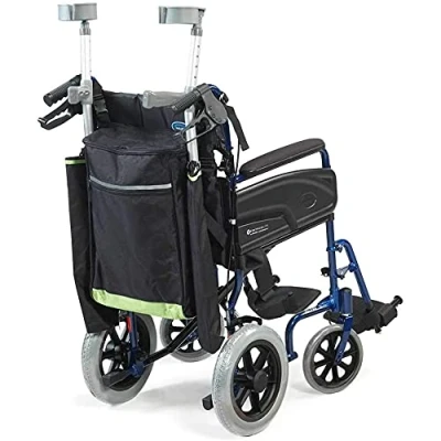 Image of Aids 4 Mobility Green &amp; Black Large Scooter or Wheelchair Storage Backpack Bag Padded Rear Ideal for Holding Walking Stick, Crutches and Other Equipment