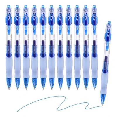 Image of M&amp;G Gel Pen Medium Point 0.5mm, 12 Pack Quick Dry Smooth Retractable Blue Ink Rollerball for Home Office Writing Note Taking Journaling Business, Style 4