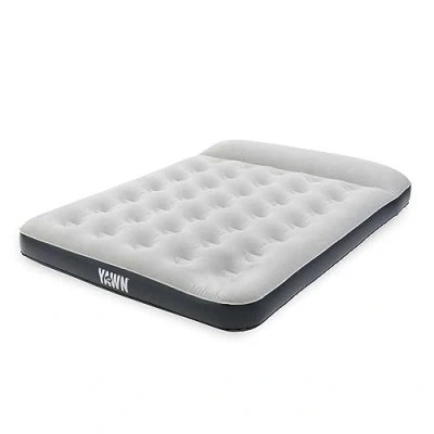 Image of YAWN Air Self Inflating Camping Mattress Double Bed Size Blow Up Inflatable Battery Operated Pump Integrated Pillow Sleep &amp; Relax Includes 2 x Repair Patches Storage Bag