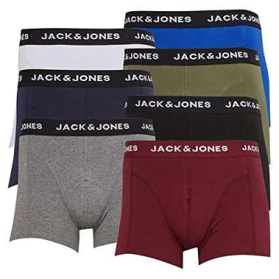 Image of Jack &amp; Jones Mens Shorts, Underwear, Multipack Trunks Multicolour Cotton Size X Large